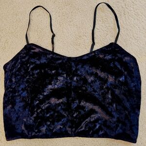 Vintage 90s Weekend Edition Crushed Black Velvet Crop Cami Top.